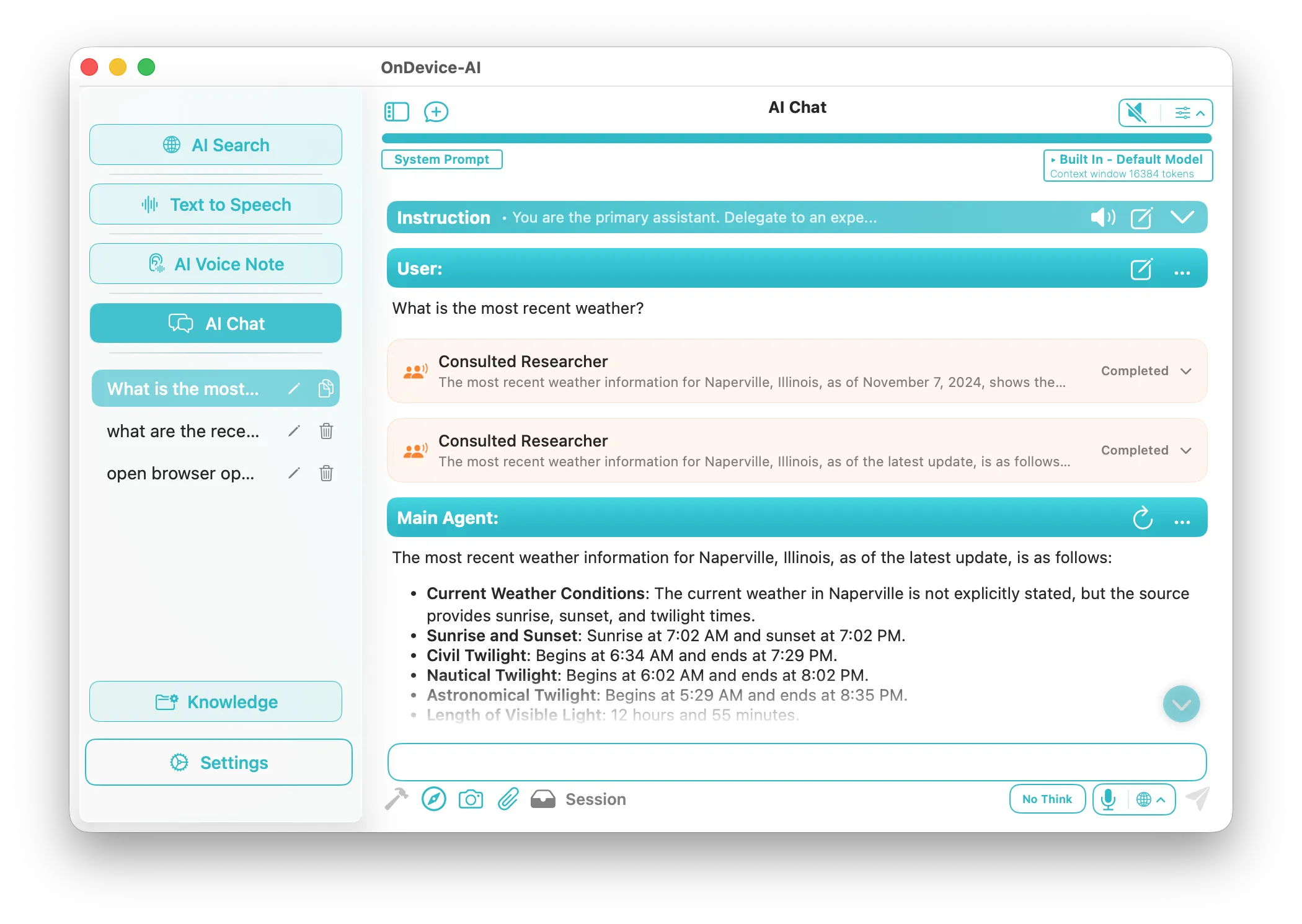 On Device AI Mac Chat