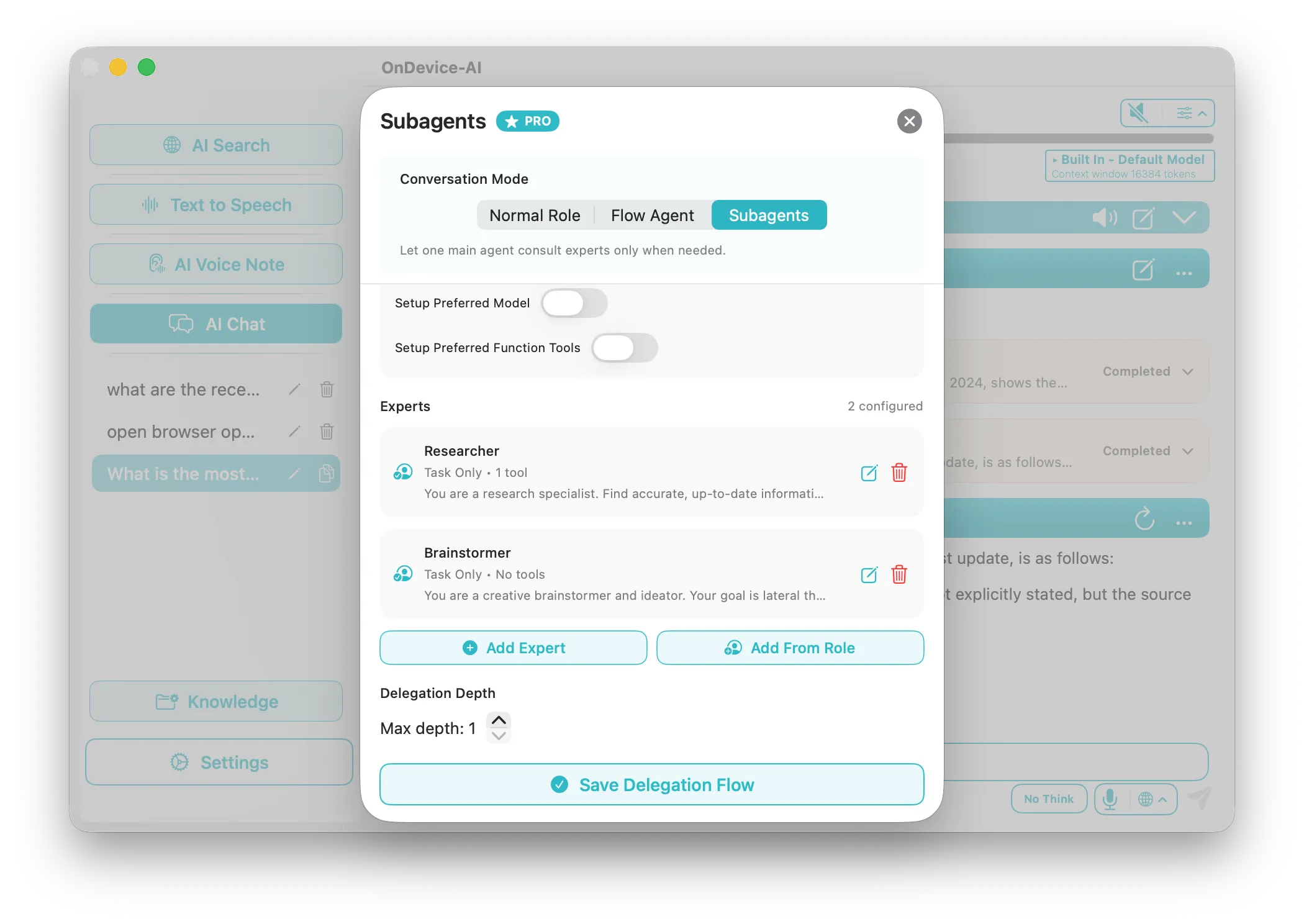 Chat Flows participant setup on Mac